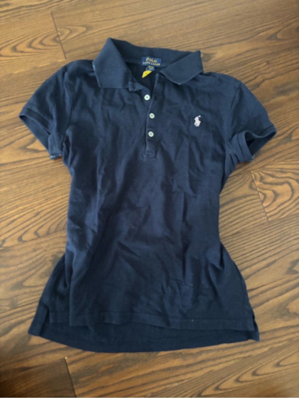 Polo by Ralph Lauren Navy Girls Polo Shirt with Pink Pony Logo